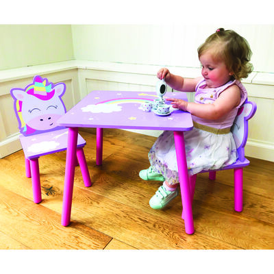 Magical Unicorn Wooden Table and Chairs Set image number 4