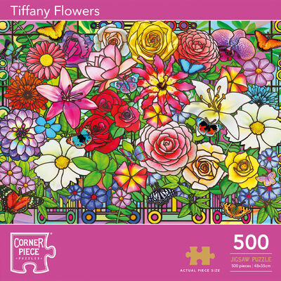 Tiffany Flowers 500 Piece Jigsaw Puzzle image number 1