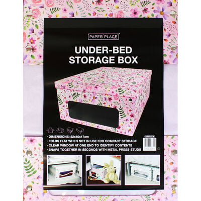 Pink Flower Print Under Bed Collapsible Storage Box image number 4