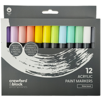 Crawford & Black Acrylic Paint Pastel Markers: Pack of 12