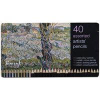 40 Assorted Artist Pencils: Van Gogh View of Arles, Flowering Orchards