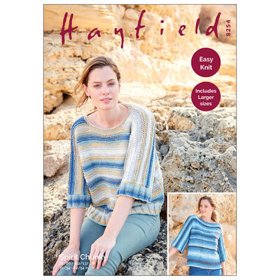 Hayfield Spirit Chunky: Round Neck Short Sleeved Jumper Knitting Pattern 8254 image number 1
