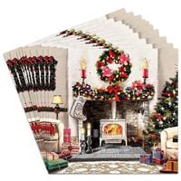Premium Cosy Fireplace Christmas Cards: Pack of 10