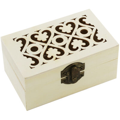 Heart Laser Cut Wooden Box with Clasp: 11 x 7 x 5.2 cm image number 1