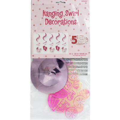 Pink Girl Baby Shower Hanging Swirl Decorations image number 1