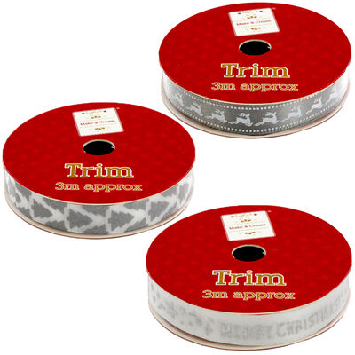 3m Christmas Ribbon Trim: Assorted image number 5