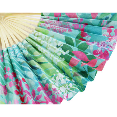 Blue Floral Paper Fan image number 3