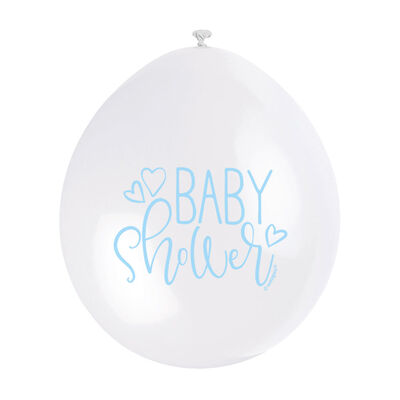 Blue White Baby Shower Latex Balloons - 10 Pack image number 3