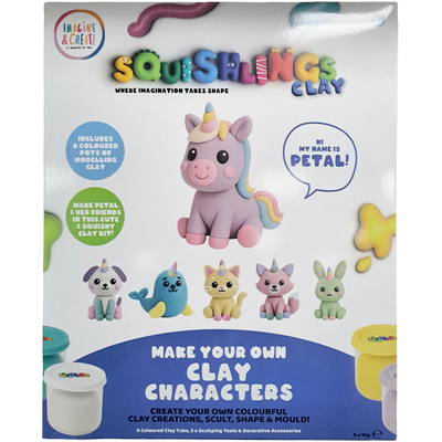 Squishlings Air Drying Clay Set: Unicorn Animals image number 1