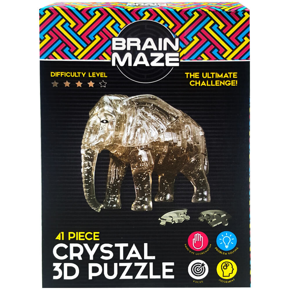 ELEPHANT Interlocking 3D CRYSTAL JIGSAW PUZZLE 41 Pieces 