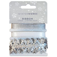 Christmas Silver Ribbon: Pack of 3