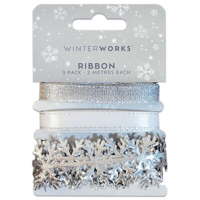 Christmas Silver Ribbon: Pack of 3 image number 1