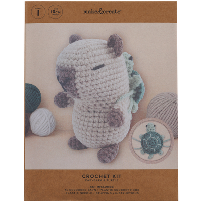 Make Your Own Capybara & Turtle Crochet Kit image number 1