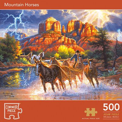 Mountain Horses 500 Piece Jigsaw Puzzle image number 1