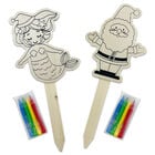 Colour Your Own Wooden Christmas Stick Character: Santa & Mermaid image number 1
