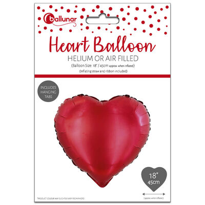 18 Inch Red Heart Helium Balloon image number 2