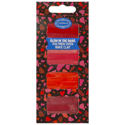 Craftmania Reds Glow In The Dark Polymer Oven Bake Clay: Pack of 4 image number 1