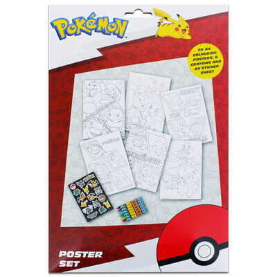 Pok&eacute;mon A4 Poster Colouring Set image number 1