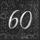 Black Silver 60th Paper Napkins - 16 Pack image number 1