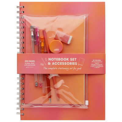 Notebook Stationery Set & Accessories: Orange & Pink image number 1