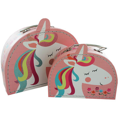 Glittery Unicorn Storage Suitcases - Set of 2 image number 1