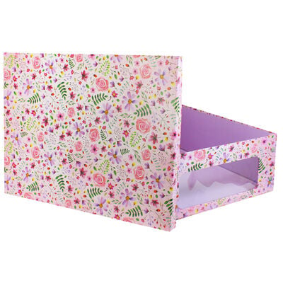Pink Flower Print Under Bed Collapsible Storage Box image number 2