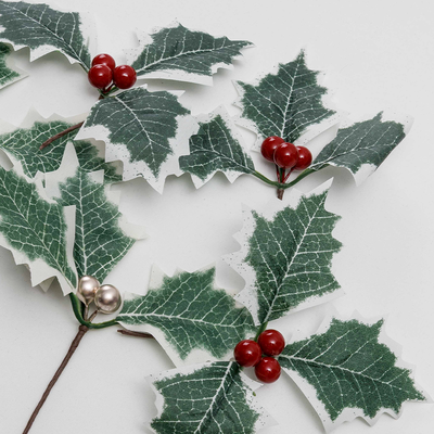 Red Holly Ivy Leaves Embellishments: Pack of 3 image number 2