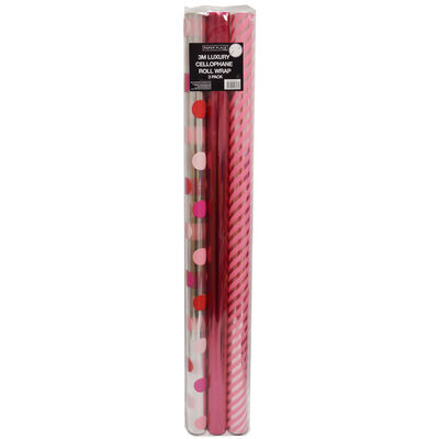Pink Luxury Cellophane Roll Wrap - 3 Pack image number 1