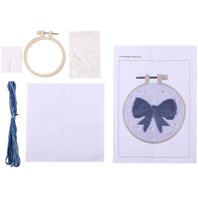 Make Your Own Cross Stitch Kit: Bow with Pearl Beads image number 2