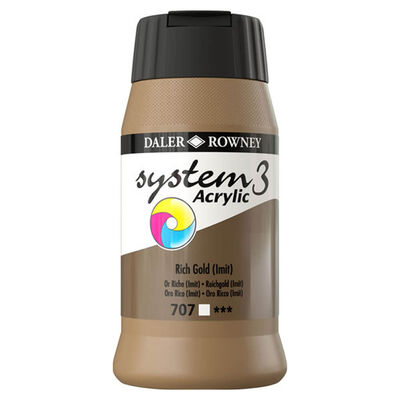 System 3 Acrylic Paint: Rich Gold 500ml image number 1