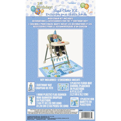Blue 1st Birthday High Chair Decoration Kit image number 1