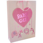 Pink Baby Girl Heart Tag Gift Bag image number 1