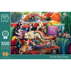 Cat Dog Chaos 500 Piece Jigsaw Puzzle image number 1