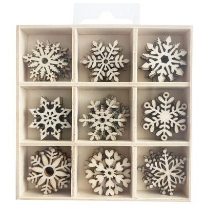 Wooden Snowflake Embellishments Box: Pack of 45 image number 1
