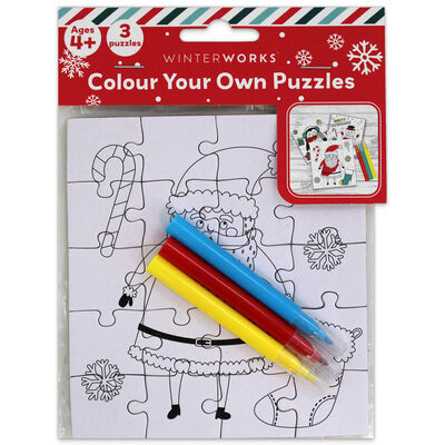 Colour Your Own Festive Christmas Jigsaw Puzzles: Pack of 3 image number 1