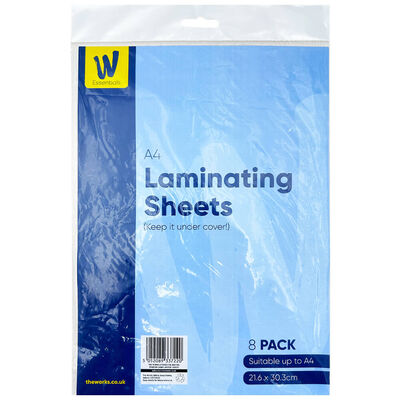 Works Essentials A4 Laminating Sheets: Pack of 8 From 1.00 GBP