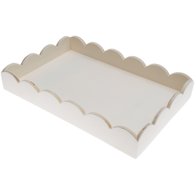 Wooden Scallop Edge Tray: 29.6 x 19.6 x 4.5cm image number 1