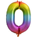 34 Inch Rainbow Number 0 Helium Balloon image number 1