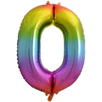 34 Inch Rainbow Number 0 Helium Balloon