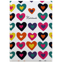 B5 Casebound Multicolour Heart Print Notebook
