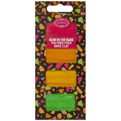 Craftmania Reds Glow In The Dark Polymer Oven Bake Clay: Pack of 4 image number 2