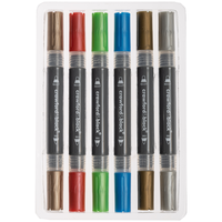 Crawford & Black Twin Tip Metallic Acrylic Markers: Pack of 6