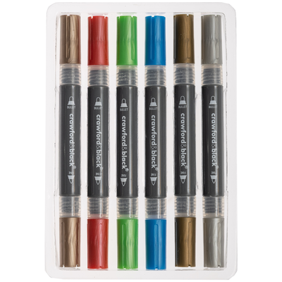Crawford & Black Twin Tip Metallic Acrylic Markers: Pack of 6 image number 2