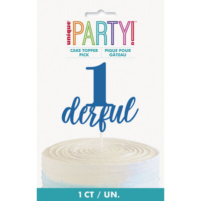Blue 1derful Cake Topper Pick image number 1