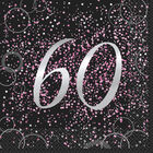 Black Pink 60th Paper Napkins - 16 Pack image number 1