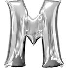 34 Inch Silver Letter M Helium Balloon image number 1