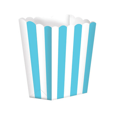 5 Blue Striped Paper Popcorn Favour Boxes image number 2