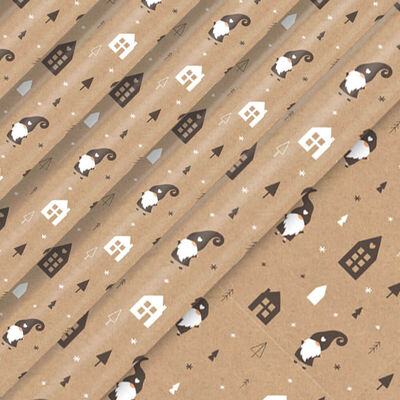 Christmas Gonk Gift Wrap 3m: Bundle of 5 image number 1