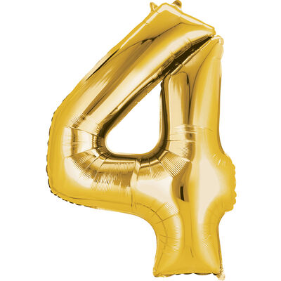 34 Inch Gold Number 4 Helium Balloon image number 1