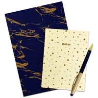A5 Navy & Gold Marble Flexi Notebook & Pen